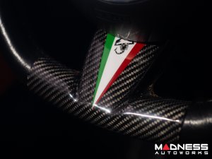 FIAT 500 Steering Wheel Trim - Racing Stripes w/ Italian Colors - Carbon Fiber 